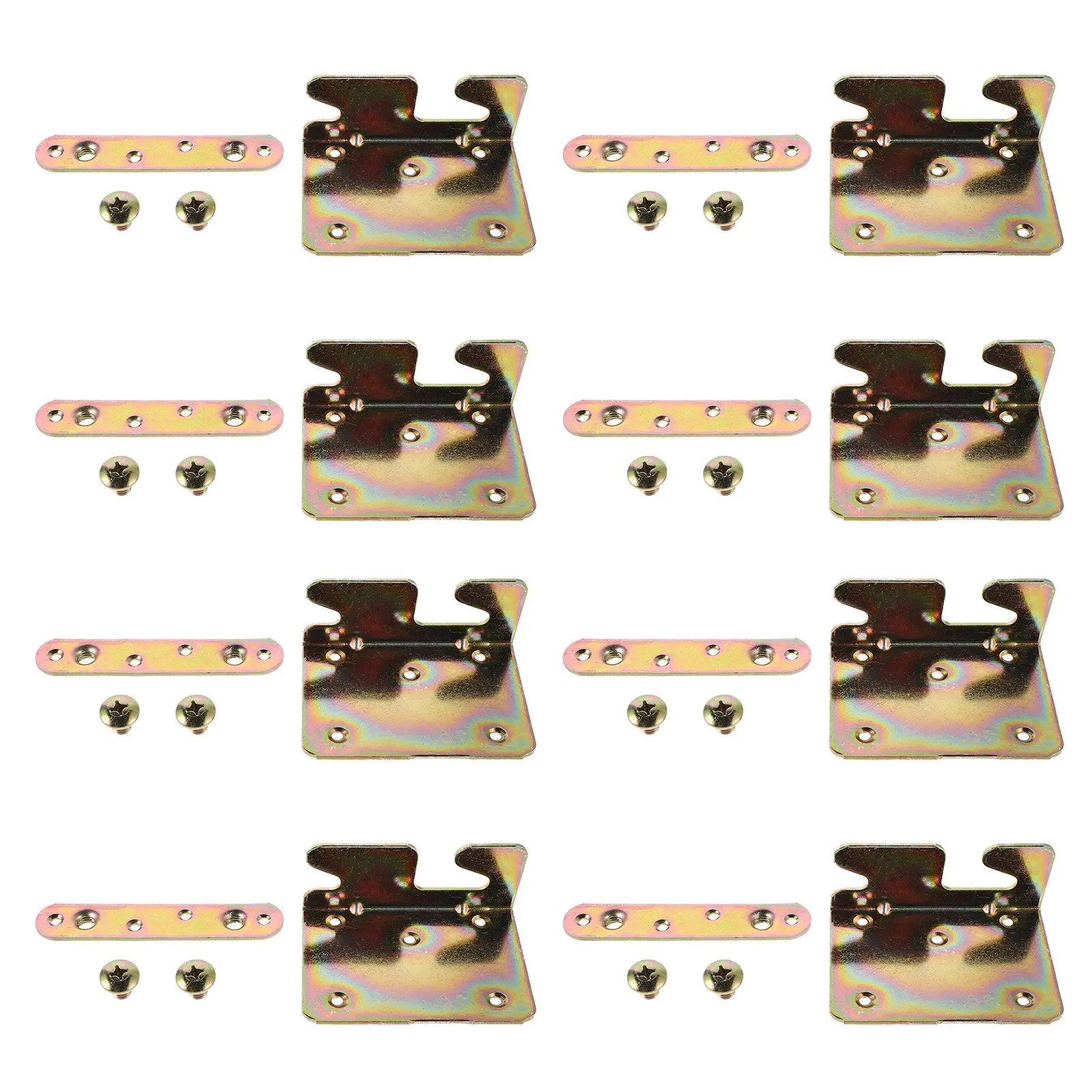 8Sets Invisible Bed Hinges Heavy Duty Metal Frame Connectors for Wood Bed Rail Assembly Headboard Footboard Hold Plates