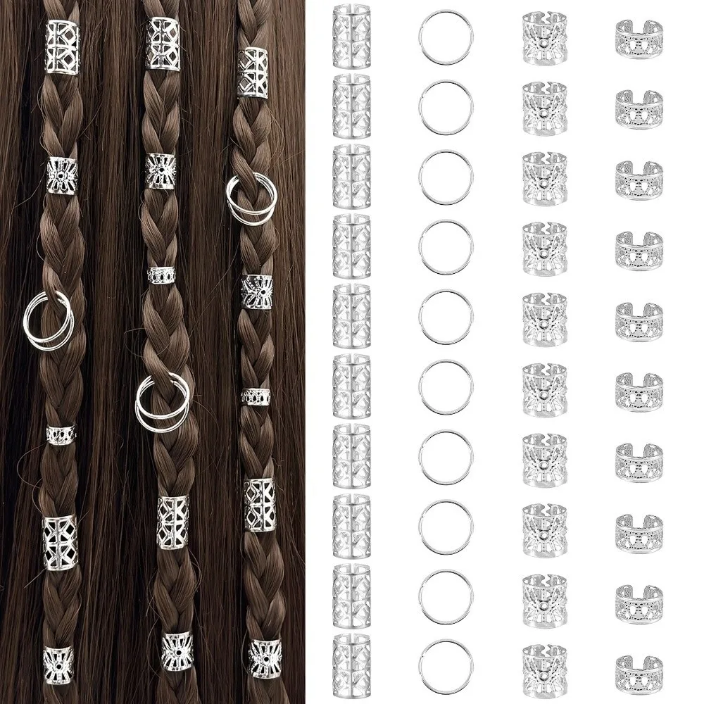 Metal Construction Dreadlock Hair Beads Hollow Out Design Clip On Loc Hair Jewelry Multi Style Hair Accessories Girls Hair