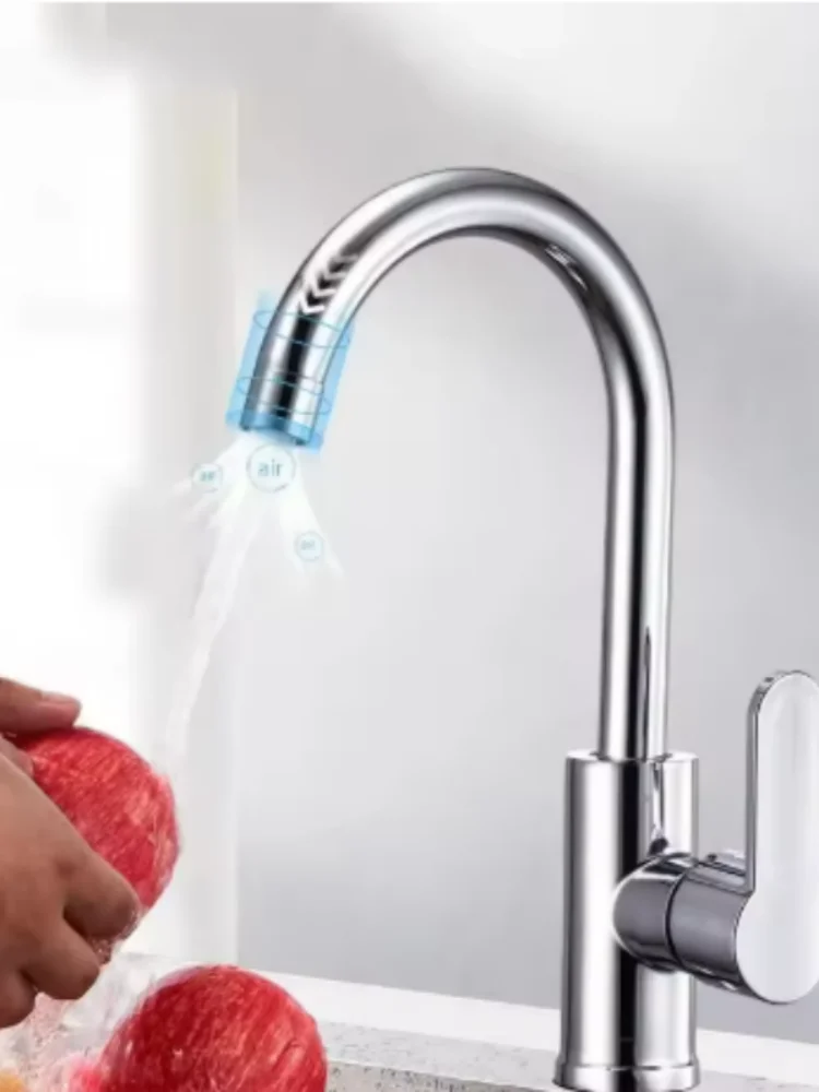 360° Rotatable Hot & Cold Kitchen Sink Faucet Large Bend Swivel Mixer Tap for Bathroom Balcony Wash Basin Sink Faucet