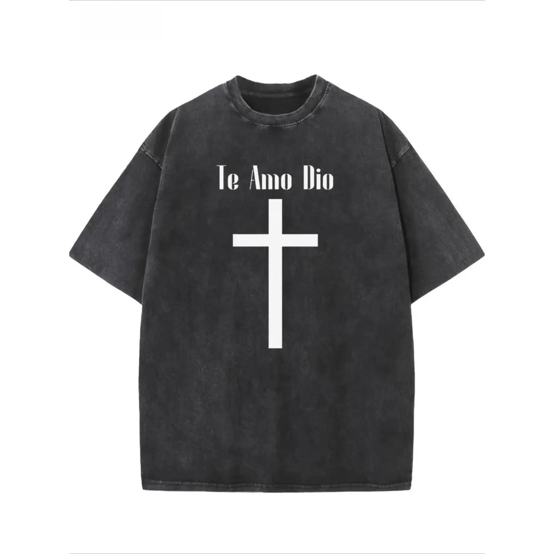 

"Te Amo Dio T-Shirt Women's Men's Christian Graphic Tee Washed Cross Print Top Spiritual Faith Apparel Oversized Religious Gift"