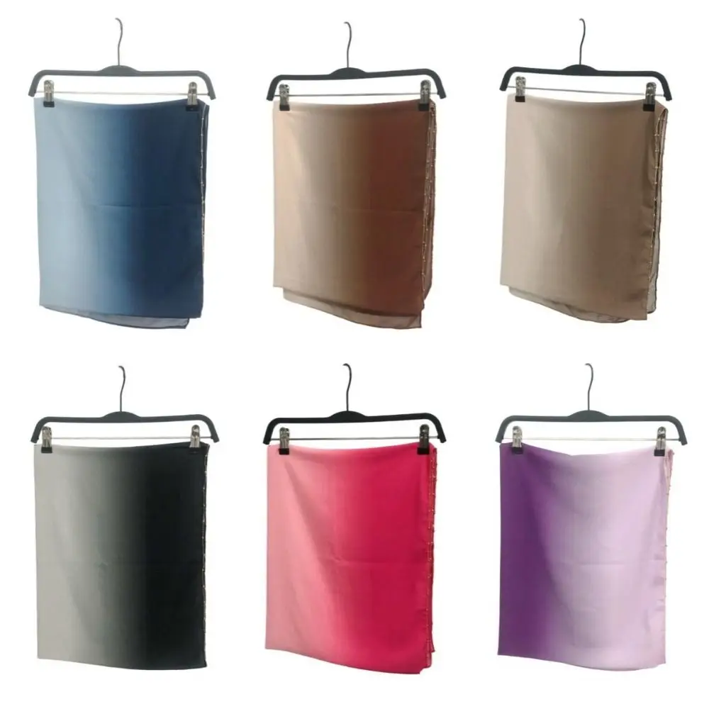 Sciarpa in stile etnico sfumato di lusso con doppi colori, perline dorate, perline, catena, foulard, bandana, involucri sottili, scialle, festa