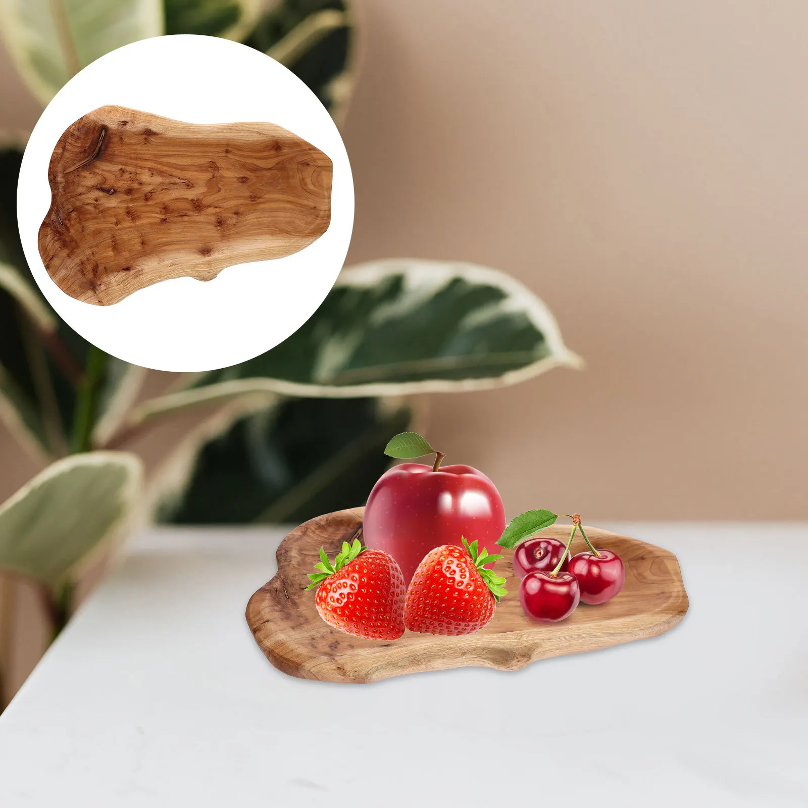 Bamboo Serving Platter Irregular Fruit Plate Lightweight Multipurpose Snack Plate Reusable Storage Tray for Dining