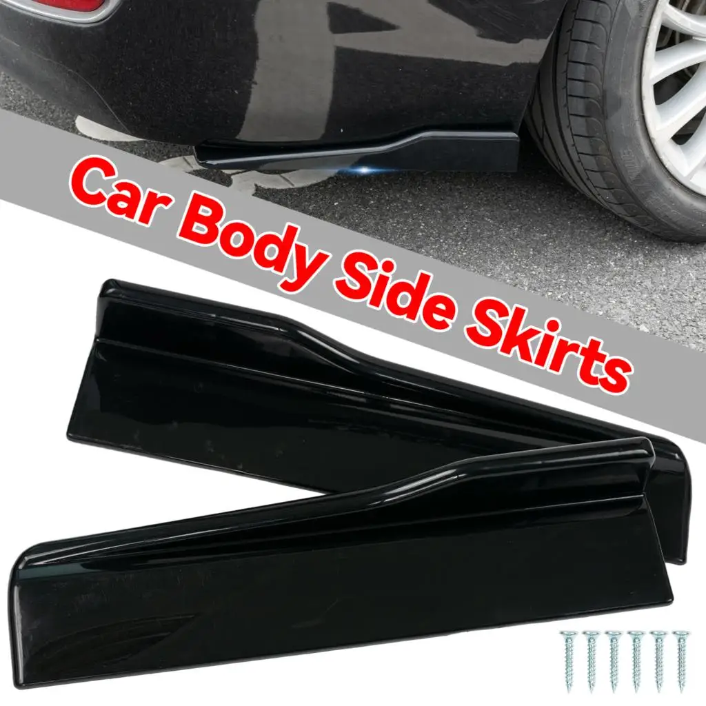 

2pcs Universal Car Body Side Skirt Rocker Splitter Diffuser Winglet Wing Canard Aprons Bumper Lip Anti-Scratch Glossy Black 45cm