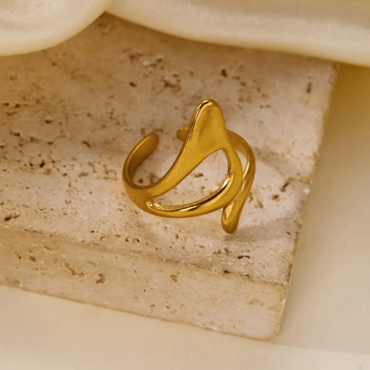Edelstahlringe mit unregelmäßigen Wellen, Korallen, Seesternen und Blumen für Damen und Herren, Retro-Punk, florale Blätter, geometrische Linien, Boho-Schmuck – Detail 27