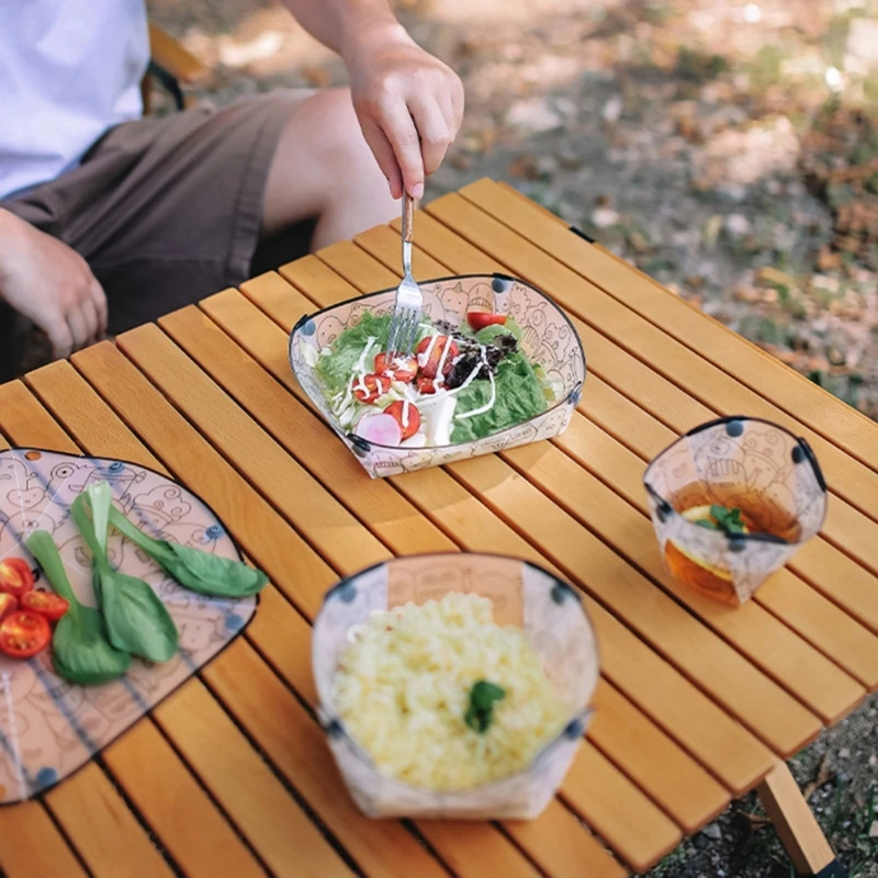 Portable Camping Tableware Lightweight Folding Bowl Plate Cup Travel Chopping Board for Outdoor Cooking