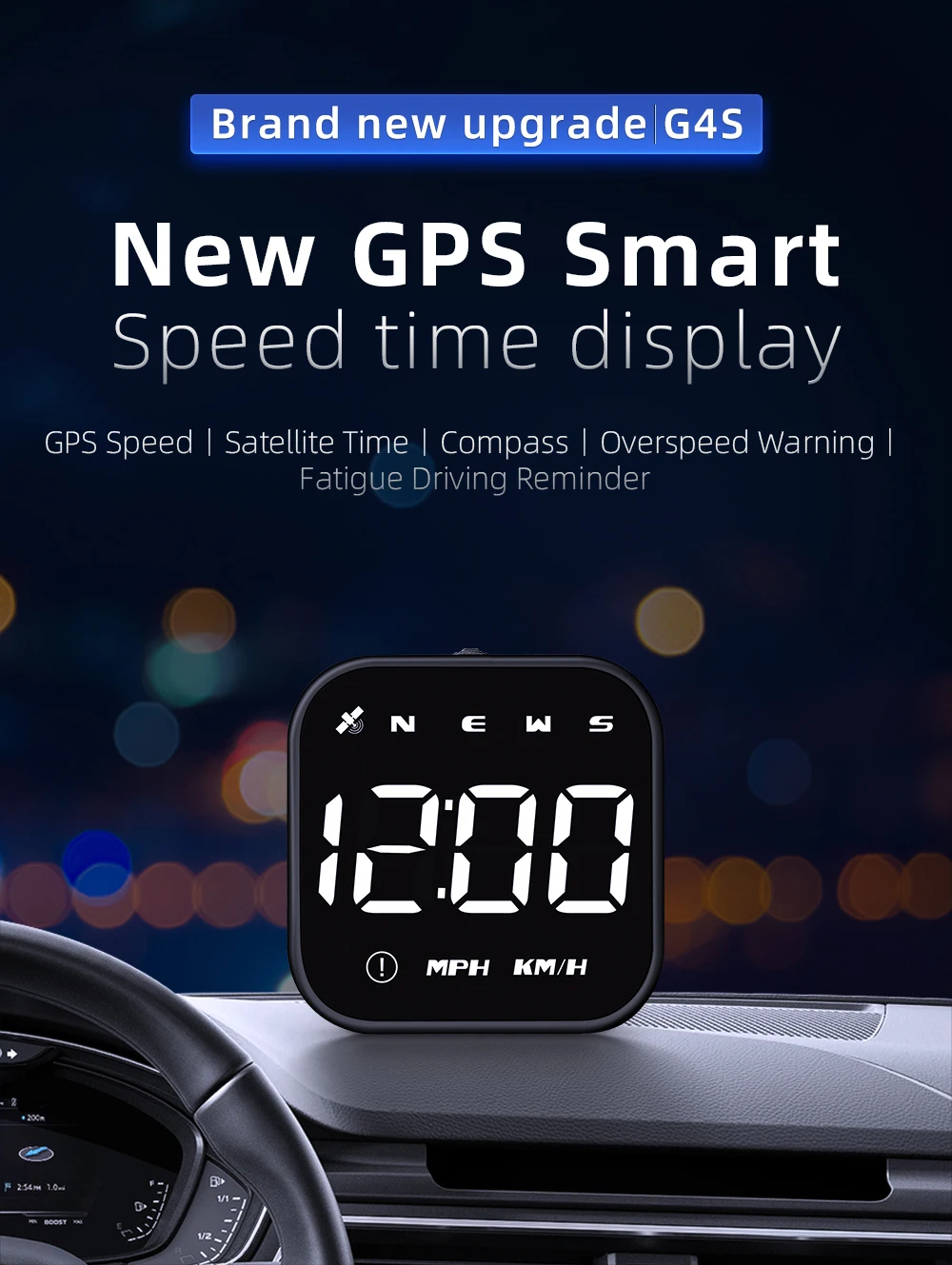 Auto-GPS-Head-Up-Display, LED-Smart-Digitaltacho, Fahrzeuggeschwindigkeitsanzeige G4S HUD, Autozubehör für alle Fahrzeuge mit Geschwindigkeitswarnung – Detail 5