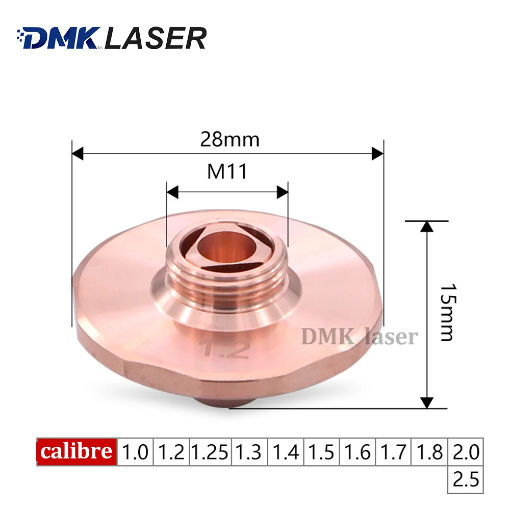 DMK laser nozzle Single Double Dia28 M11 H15 caliber 1.0-5.0mm High Speed Hexagonal Cutting Nozzle for WSX HSG Cutting Heads