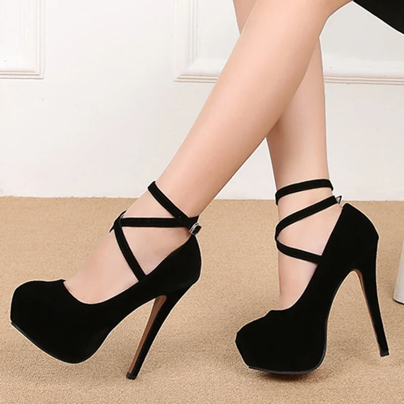 2024 Striptease High Heel Shoes on Platform Casual Blue Black Red Women Stilettos Dance Evening Party Pumps Large Size 44 46