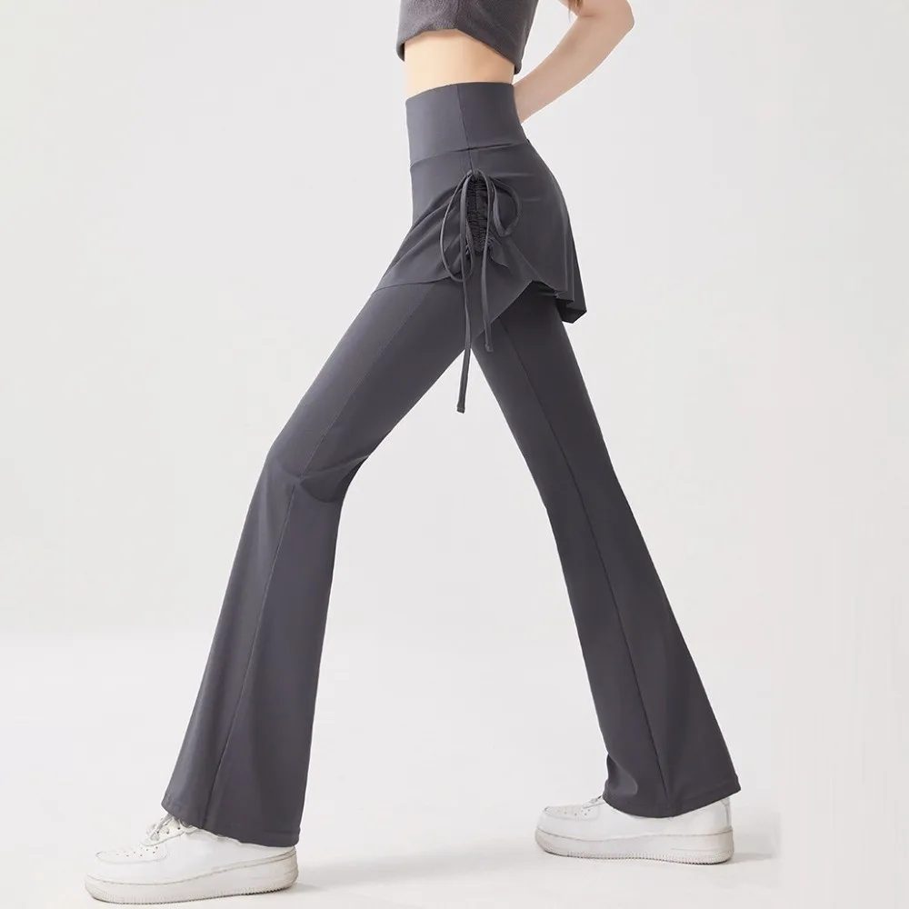 Women Tights Skirt Design Fitness Leggings 2 in 1 High Waist Sports Leggings Tight Flare Hem Sports Yoga Pants Outdoor image 2