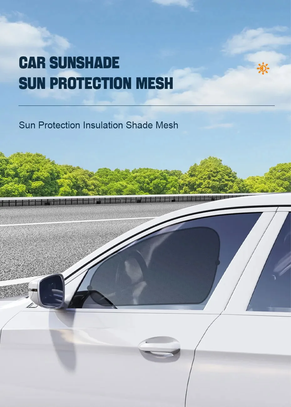 2 Stück Auto-Seitenfenster-Sonnenschutz mit Saugnäpfen, atmungsaktives Netz, UV-Schutz, Sichtschutz, Sonnenvorhang, universell für Limousine, SUV, MPV – Detail 1