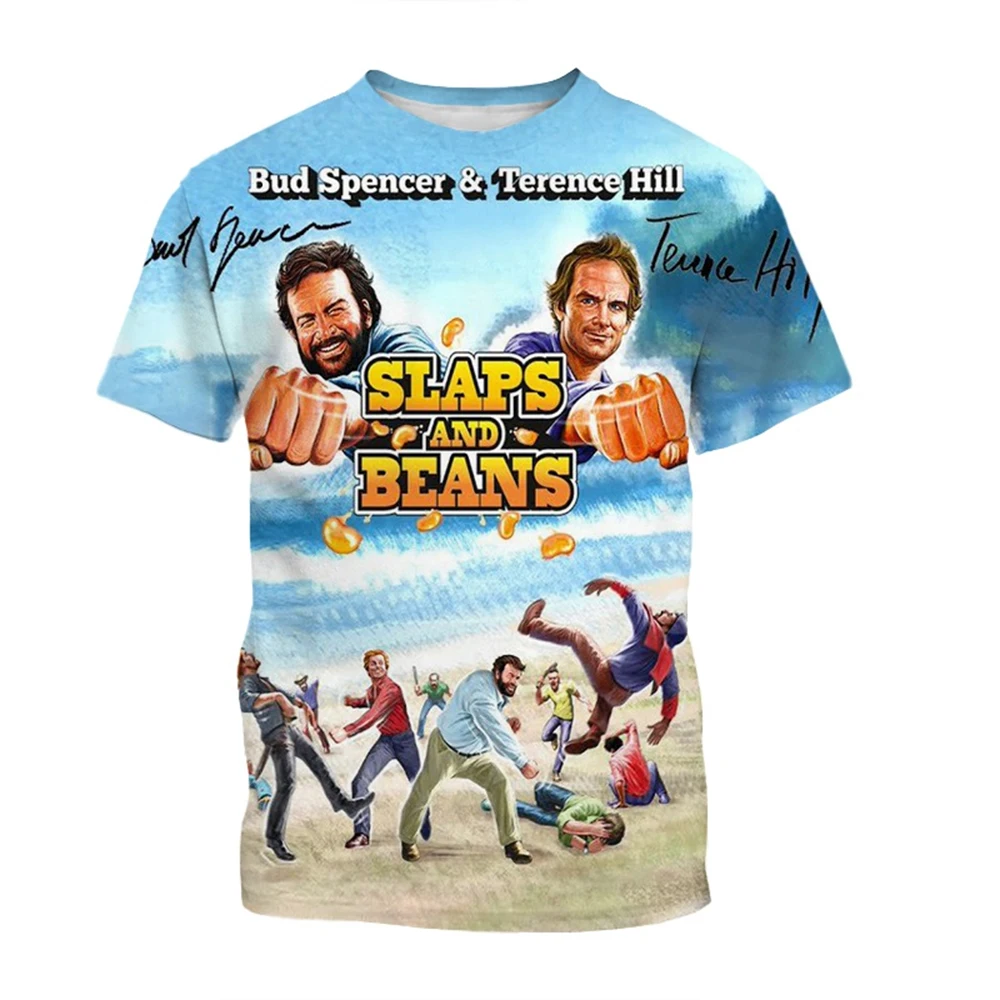 New Fashion Bud Spencer Terence Hill Men\'s 3D Printed T-shirt Harajuku Casual Round Neck Short-sleeved Men/Women Unisex T-shirt