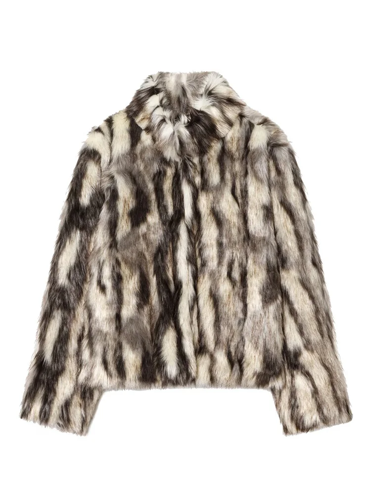 HH Women Winter New Fashion Multicolor Faux Fur Effect Casual Coat Woman Elegant Long Sleeves Button Warm Short Jacket Mujer