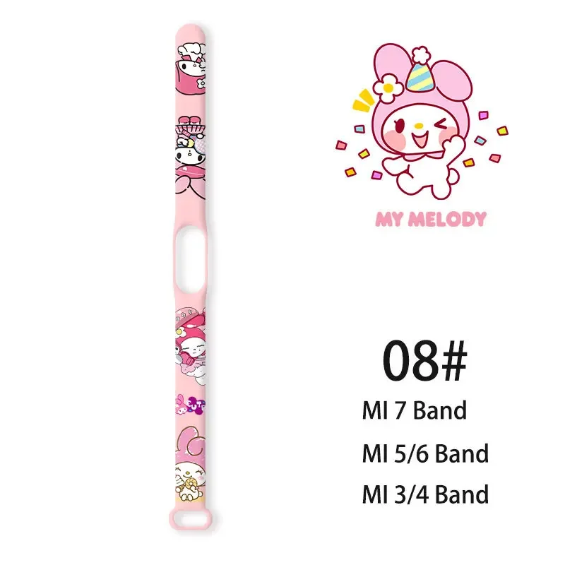 Sanrio Hello Kitty Strap for Xiaomi Mi Band 7 3 6 4 5 Cute Anime Cinnamoroll Silicone Watchband Bracelet Wrist Strap Kuromi Gift