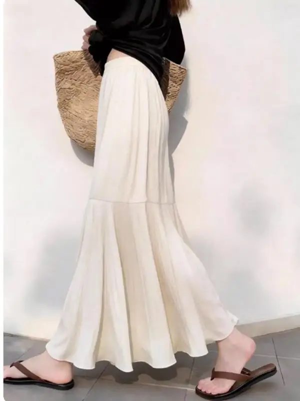 

Elegant White A-Line Skirt Women's Summer 2026 Fashion Age-Defying Loose Fit Skirts Elegant Style Half-length Skirts