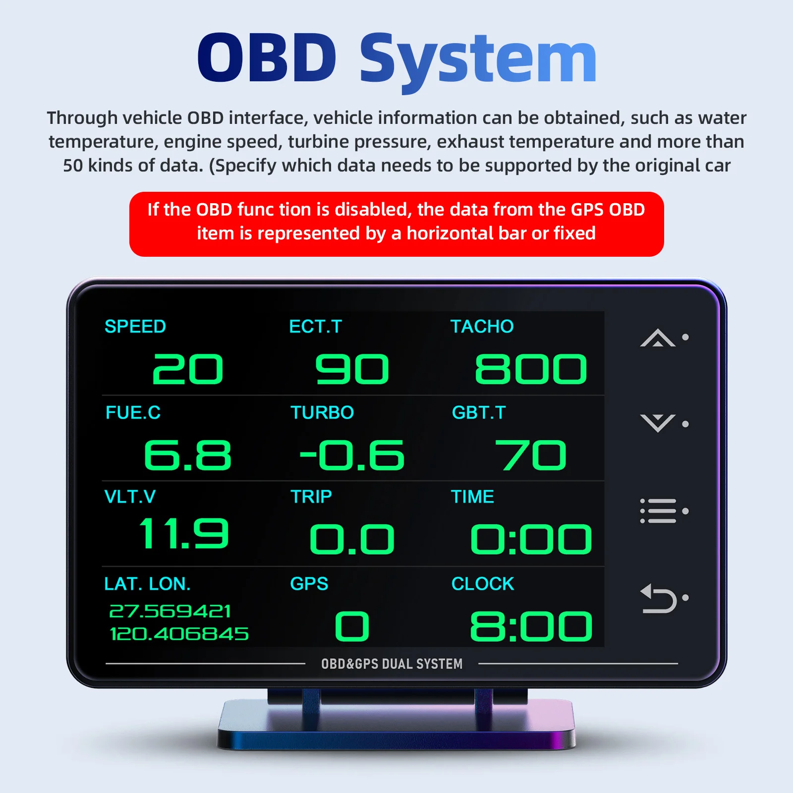   OBD+GPS Instrument XS Head Up Display On-board Computer With Water&Oil Temp Oil Pressure Turbocharged LCD Display Car HUD
