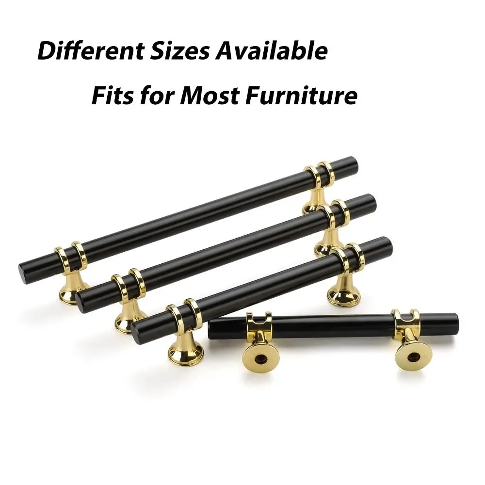 Zinc Alloy Cabinet Handles Gold Finish Black and Gold Drawer Pulls Furniture Hardware Ergonomic Door Handle Wardrobe