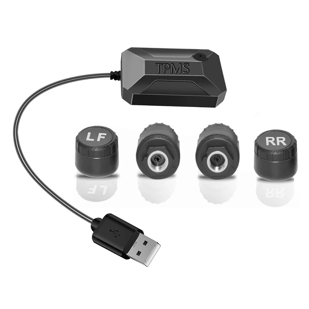 4 Wheel USB Android Car Tire Pressure Alarm System TPMS Wireless Transmission Auto Security Temperature Alarm System
