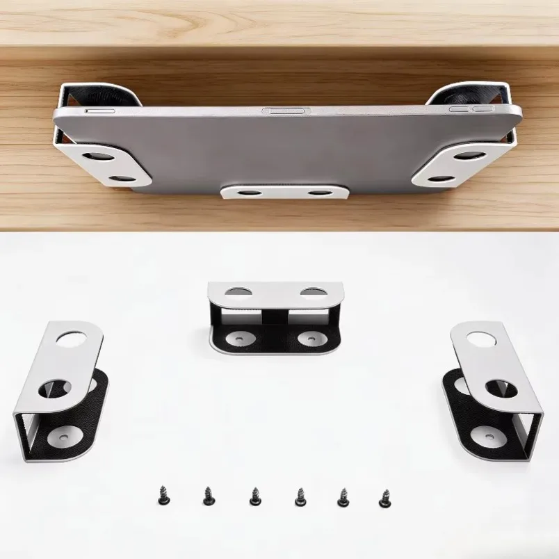 Under Desk Laptop Stand Metal Mount Bracket Space Saving Holder for Laptop Notebook Cable Box Modem Router Home Office Use