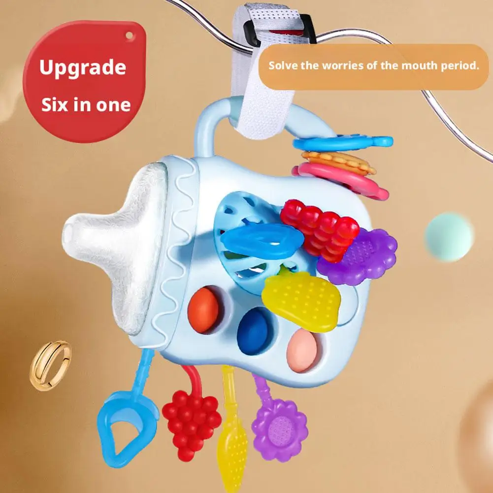 Bottiglia Lala Giocattolo per bambini Bottiglia Giocattolo pull-up Giocattolo per dentizione sensoriale Addestramento da masticare infantile per i più piccoli Giocattolo push and pull A0F0