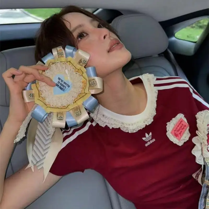 Birthday Present Long Streamers Appreciation Rosette. Long Streamers Goods Display. Ribbon Bow Pendant