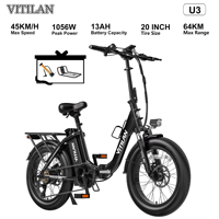 VITILAN U3 Adult Electric Bike 1056W Peak Motor Foldable Road Bicycle 48V 13Ah Fatbike Mountain E-bike 20\