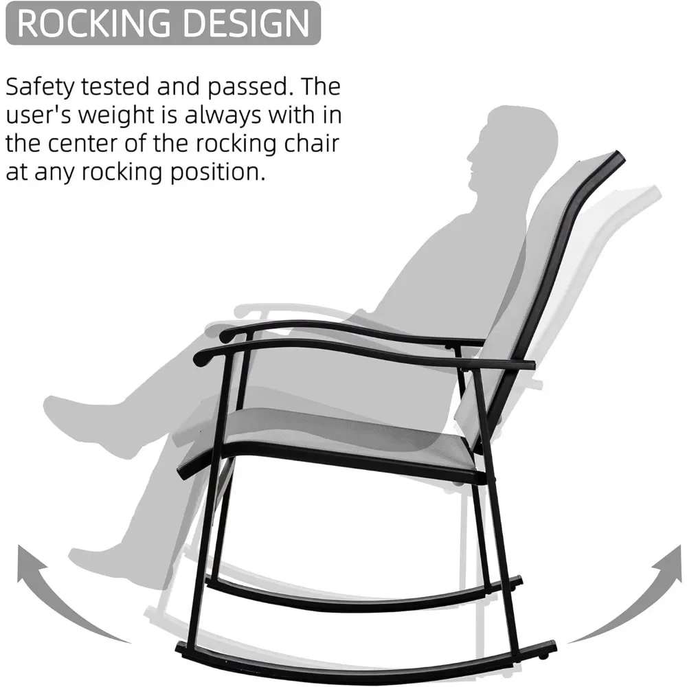 

3-piece outdoor rocking chair and small bar set, textile fabric small courtyard furniture set