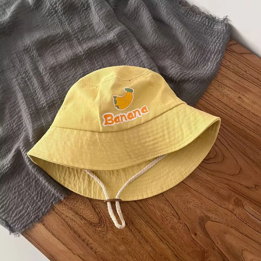 

Drawstring Candy Color Bucket Hat Korean Style Anti-UV Children's Fishmen Hat Casual Fruit Kid Summer Sun Hat Boy/Girls
