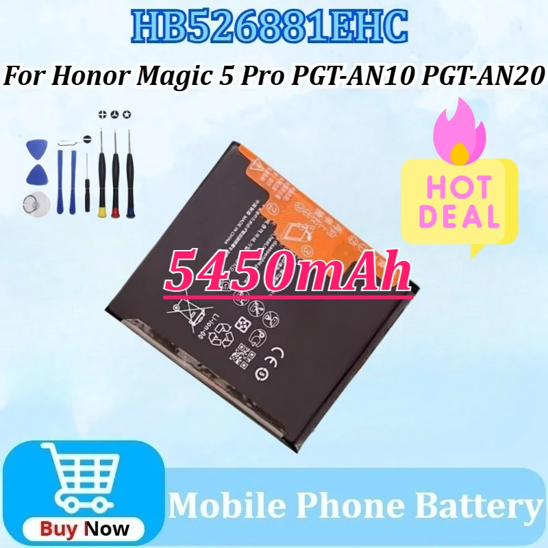 

New HB526881EHC 5450mAh Battery for Honor Magic 5 Pro PGT-AN10 PGT-AN20 Mobile Phone Batteries High Quality Replaceable Battery