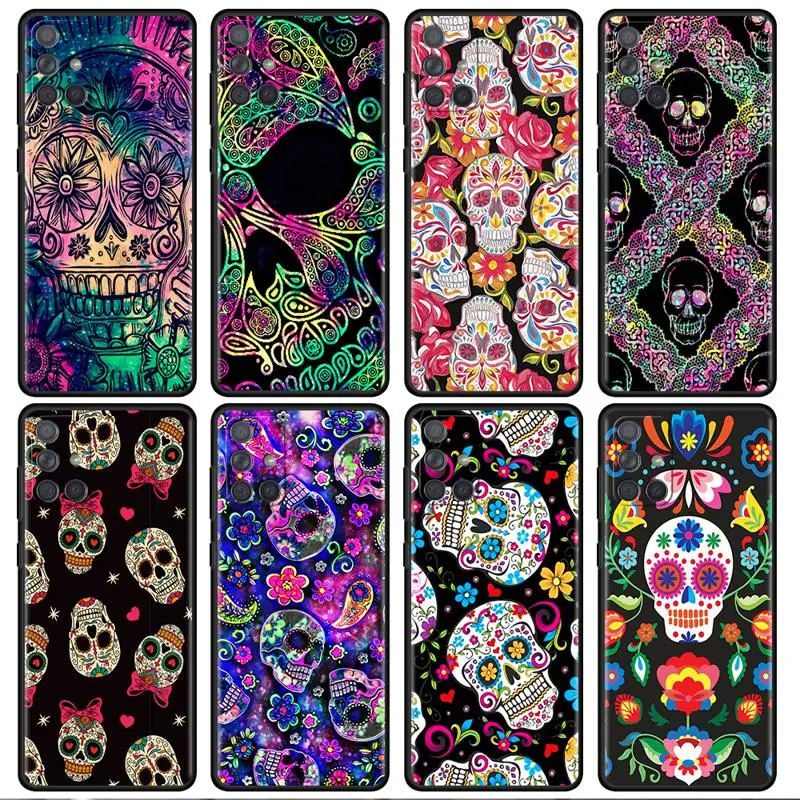 Cool Flower Skull Art Case For Samsung Galaxy A54 A52 A14 5G A53 A12 A13 A71 A23 A34 A33 A21s Phone Cover