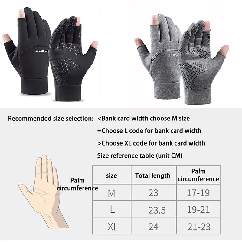 Spring Style Two Finger Gloves with Neutral Universal Fleece Fishing Protection and Anti Slip Gloves for Outdoor Cycling