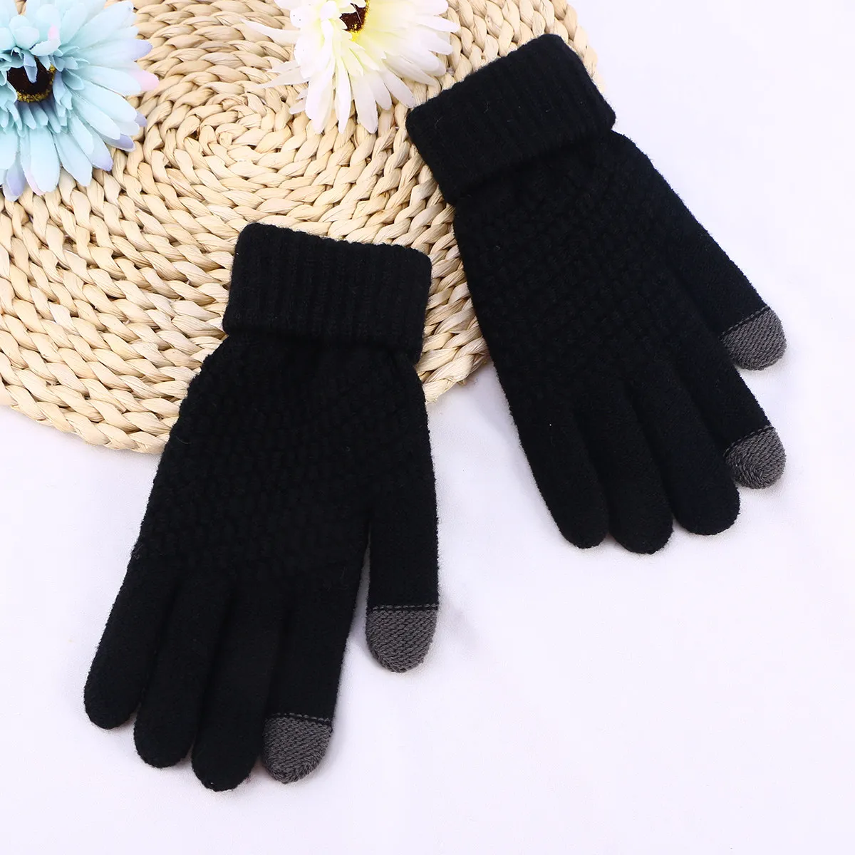 Screen Gloves Full Finger Stretch Knit Women Men Warm Winter Outdoor Sports Gloves Cycling Hiking Climbing