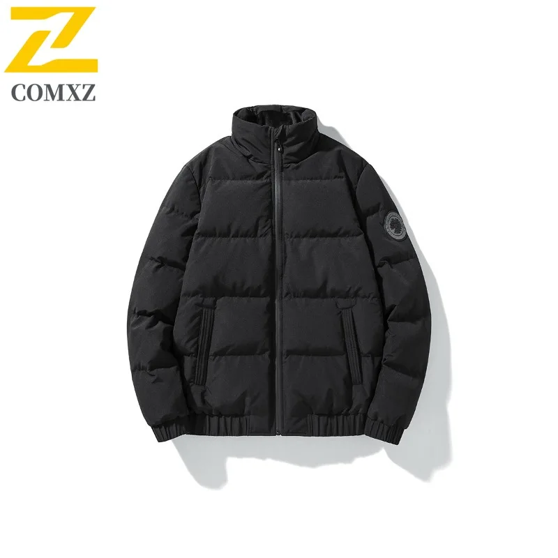 

COMXZ осенне-зимнее модное пальто с воротником-стойкой, мужской легкий пуховик, короткий стиль, повседневный белый утиный пух, утолщенный термобелье