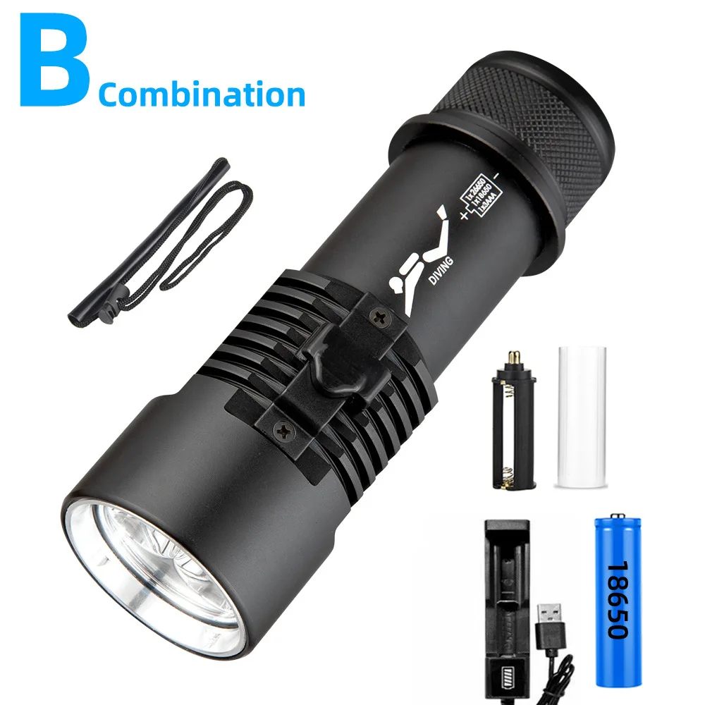 New Mini Outdoor Diving 80m LED Aluminum Alloy Strong Light Flashlight