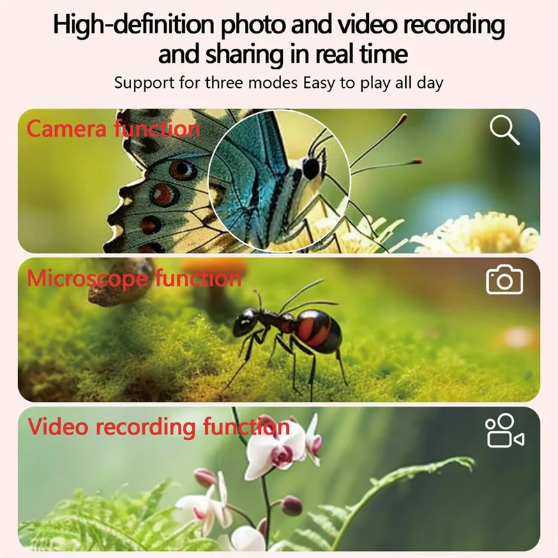 

2 In 1 Mini Digital Microscope 500X Handheld Microscope 2 MP Camera With 8 Leds For Kids Plants Insects-Y47A