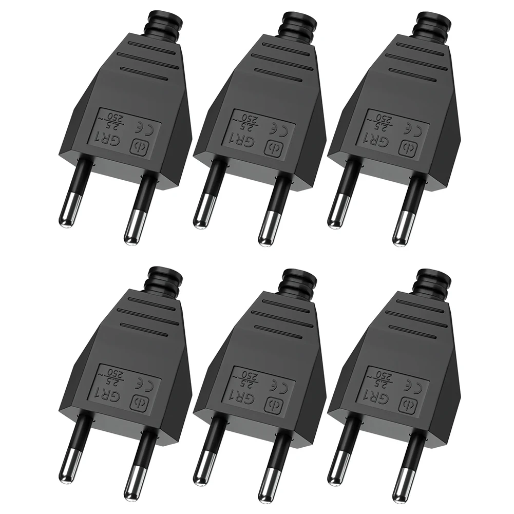 6pcs 2 Pin Male AC Electric Power Socket Electrical Adapter AC Electrical Socket Outlet 110V~250V Rewireable Extension Cord