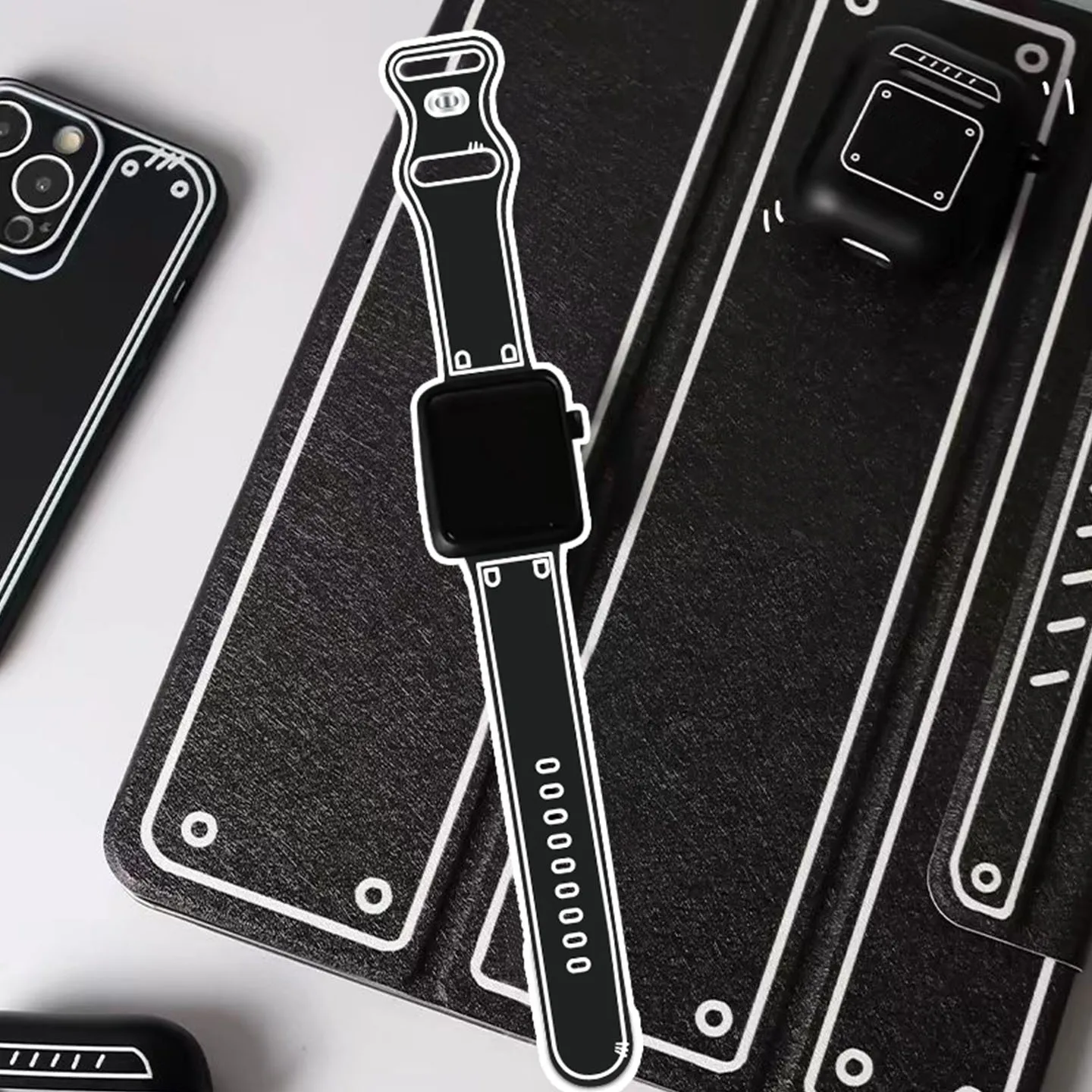 

Line Engraving Strap for Apple Watch Band 41mm 49mm 42mm 46mm 45mm 44mm Silicone Strap for iWatch Series 10 9 8 7 6 SE Ultra 2