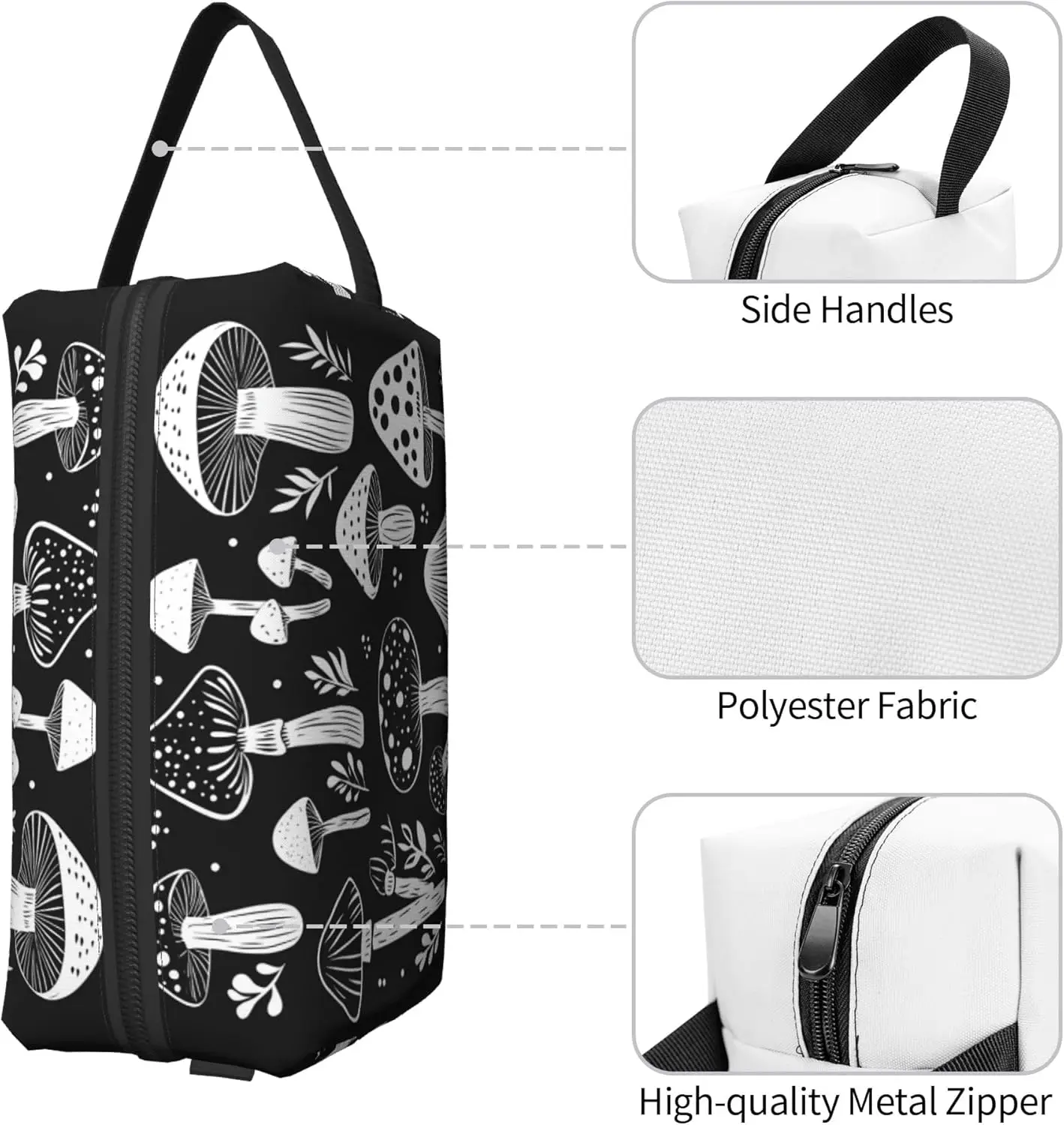 Gothic Travel Toiletry Bag for Women Men Waterproof Makeup Pouch Wash Bags Accessories Organizer Art Mushroom view 4