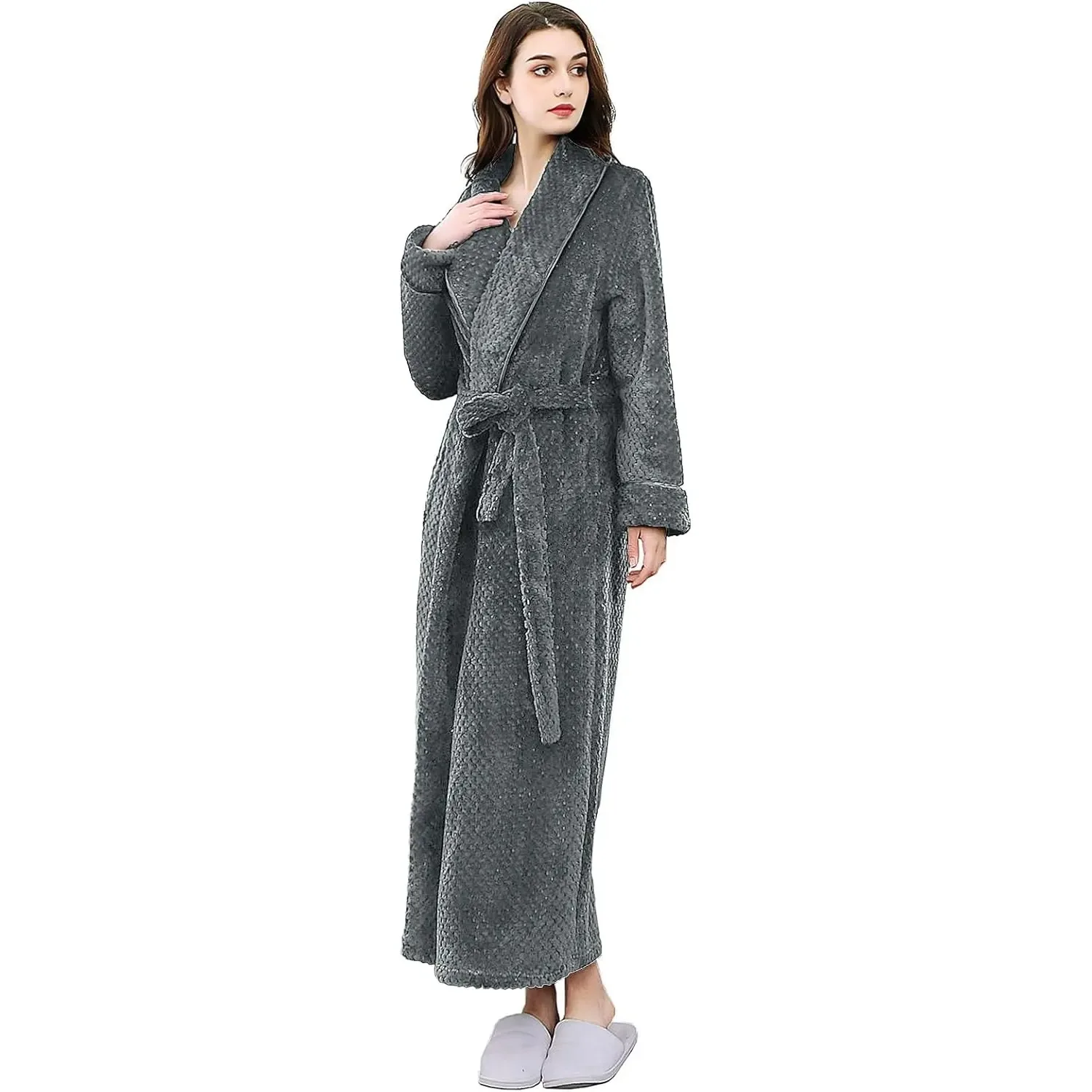 Loose Long Thick Bath Robe Hooded Winter Thick Women Bathrobe Flannel Terry Warm Comfortable Sleepwear for Female Dressing Gown