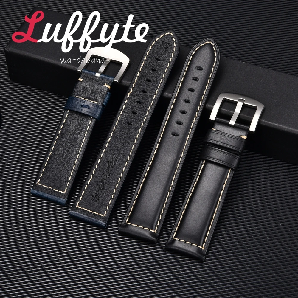 Echtes Leder Armband 20mm 22mm High-end Öl Gewachste Rindsleder Handgelenk Riemen Ersatz Band Uhr Zubehör