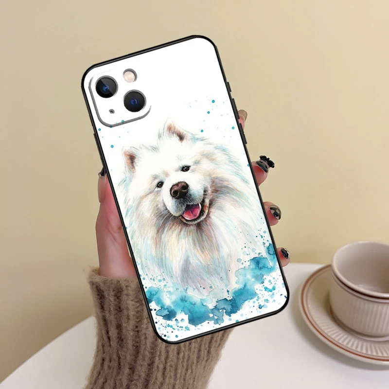 Cartoon Samoyed Dog Phone Case For iPhone 11 15 12 13 14 16 Pro Max 7 8 Plus X XR XS Mas Shell Cover