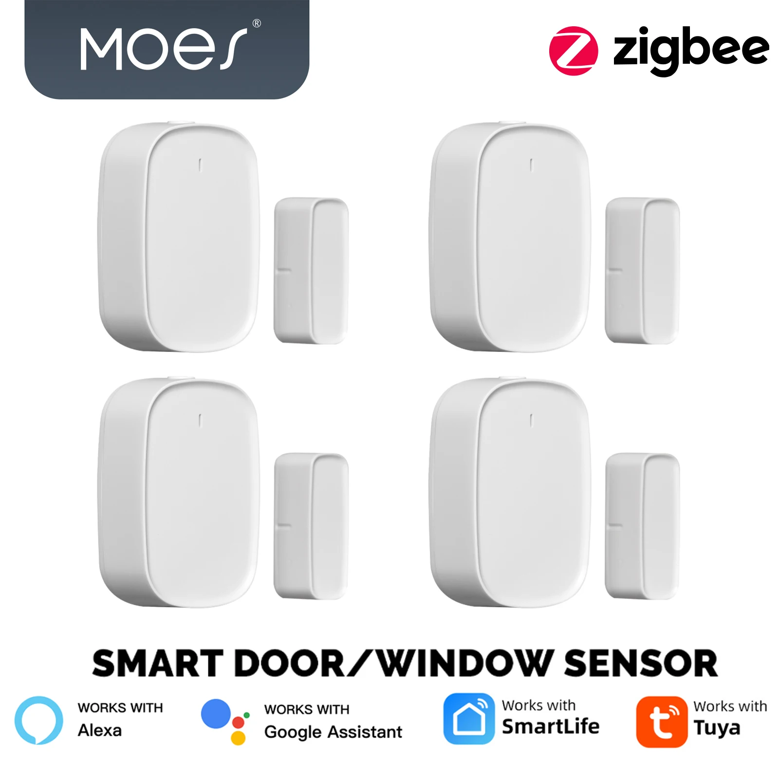 

MOES Tuya ZigBee3.0 умный датчик окон, дверей, ворот, детектор двери, датчик охранной сигнализации, приложение Smart Life Tuya, дистанционное управление