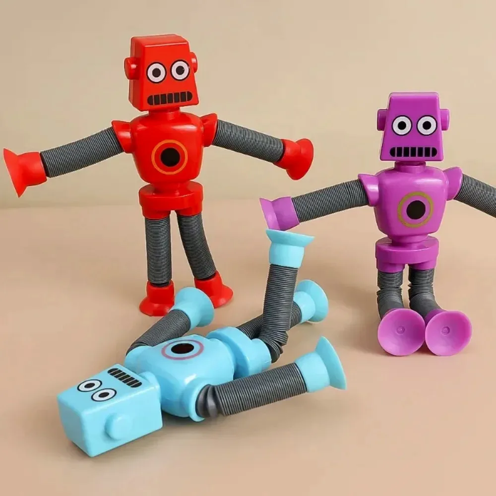 Stretchy Suction Cup Robot Toy Children Shape Changing Telescopic Pop Tubes Sensory Toy for Girls Boys Stress Relief Toy Gifts