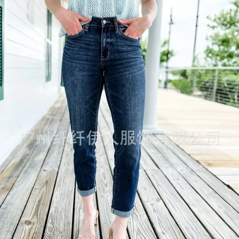 New Arrivals Exquisite Design Spring Summer Fashion Slim-Fitting Simple Commuter Stretchy Slim-Fit Jeans Women