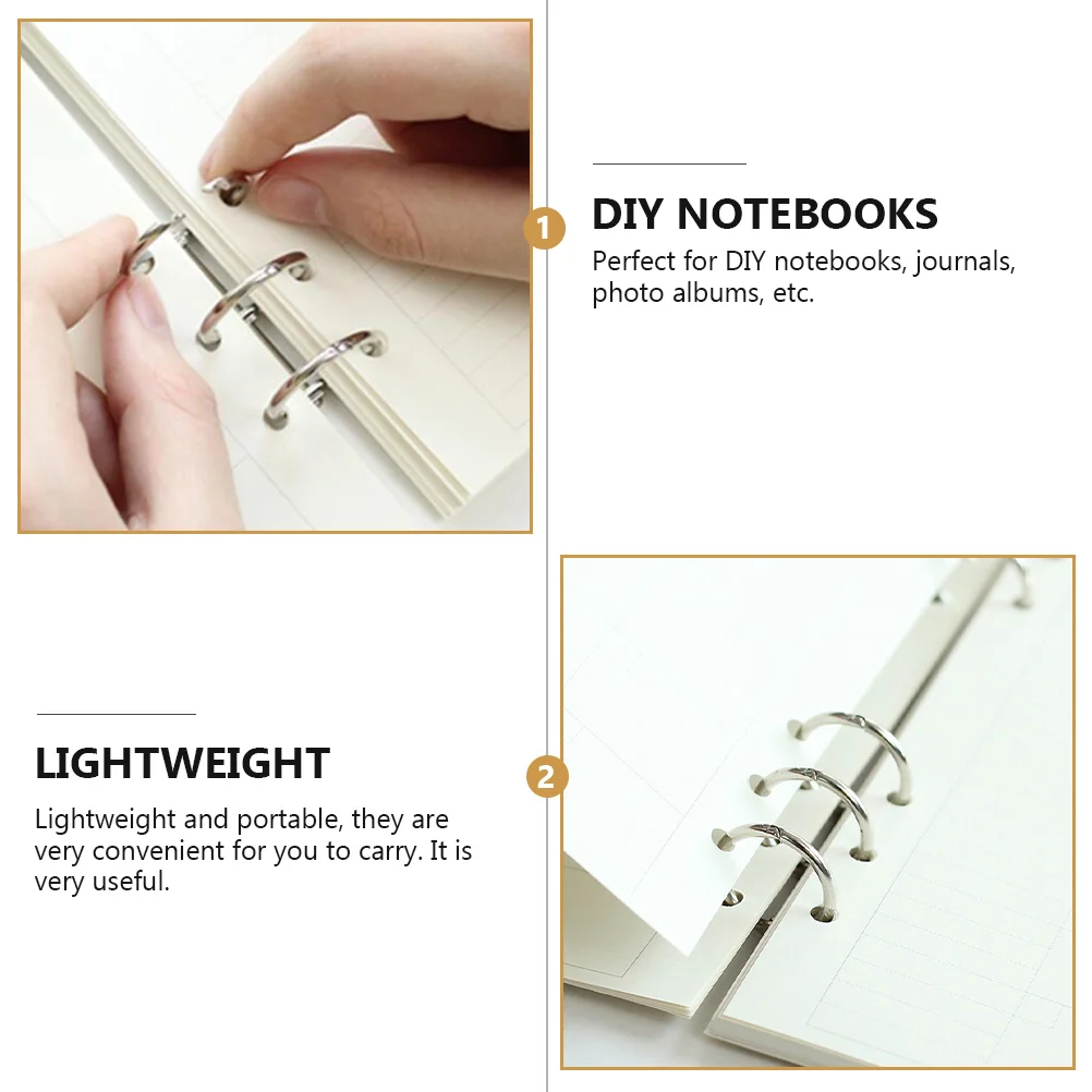 6 Pcs Metal Binder Stationery for Notebooks Binding Rings Spiral Kit Clips Mini to