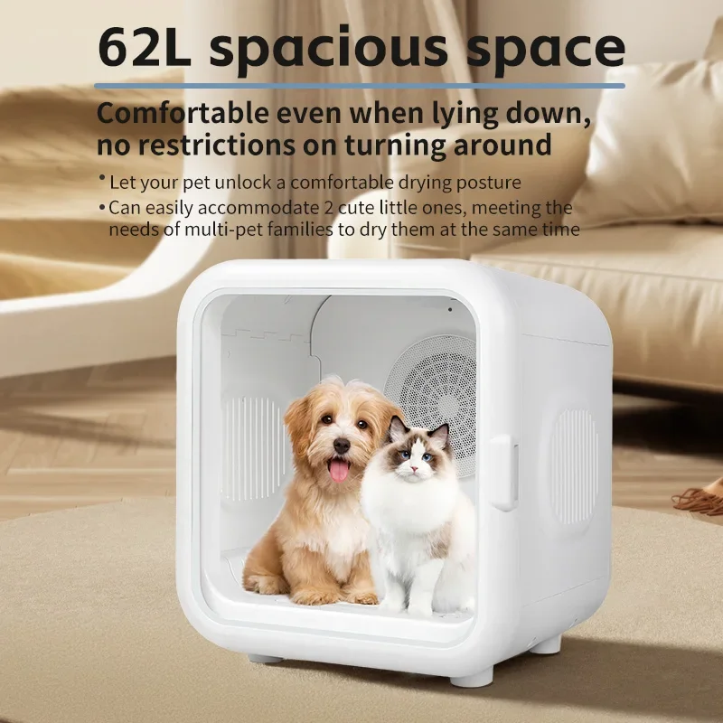 Automatic Pet Dryer Box Ultra Quiet Smart Temperature Control Dryer Sheets Pet Hair 360 Efficient For Cats And Small Dogs