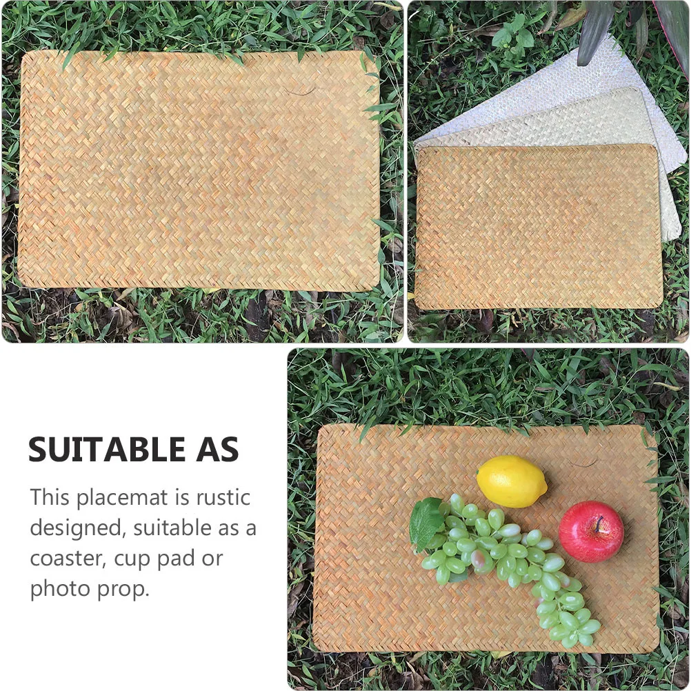 

2Pcs Rustic Seagrass Placemat Heat Resistant Woven Table Mat for Home Hotel Restaurant Cup Pad Outdoor Picnic Decoration