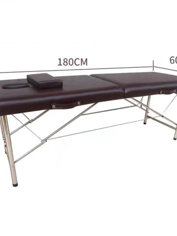 Foldable Portable Home Stainless Steel PVC Leather  Furniture Beauty Spa Tattoo Massage Table Bed With Terrace Patio Facial