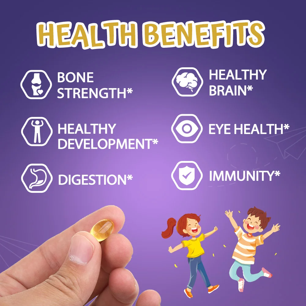 Kids Multivitamins Capsules - with D3+K2,Calcium - Promote Brain Development, Enhance Immunity,Support Digestion Healthy - view 3