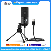 FIFINE USB Condenser Microphone with Gain Knob,Metal Recording Mic for Home Studio,Podcasting,Voice-over,Laptop,Windows -K669