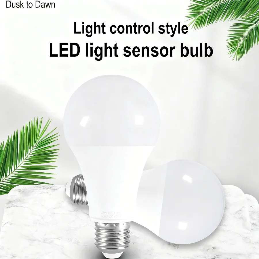 E27 LED Light Control Sensor AC85-265V Light Bulb 15W 12W 9W 7W 5W Day Night Light Auto ON OFF Patio Porch Smart Lamp for Garden